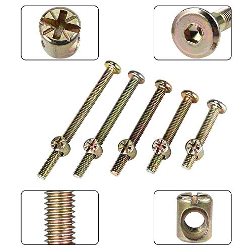 50 Piezas Tornillos de Tuercas de Barril, Hexagonal Tornillos con Tuercas de Barril, Tornillos M6 para Tuercas de Barril, para Muebles, Cunas Camas, Sillas