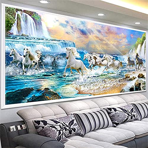 5D Diamond Painting Completo Drill, Cascada Wanma Penteng 60x120cm Grande pintura de diamante para adultos, Pintura por Número Kits, Bordado de Punto de Cruz Mosaico Painting Decoración para Hogar