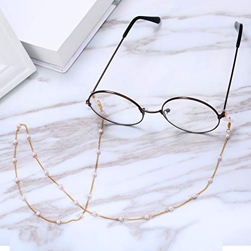 6 Piezas Cadena de Gafas Retenedor de Gafas Elegante Cordón Gafas con Abalorios (Dorado, Plateado)