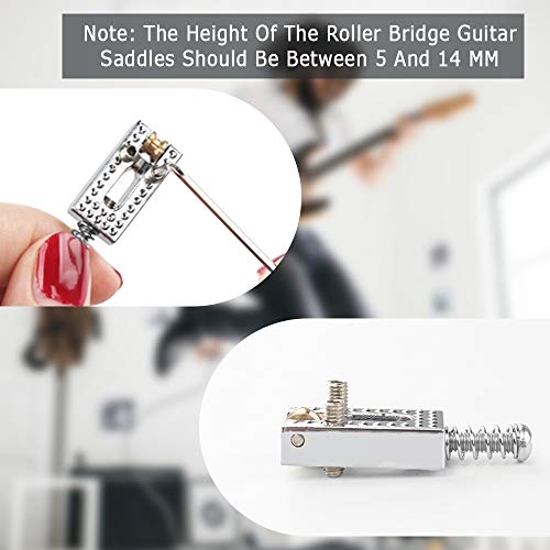 6 Piezas Cuerdas Puente de Guitarra Bajo, Puente de Guitarra Eléctrica Guitar Bridge String Saddles para Guitarras Eléctricas y Bajos Eléctricos, con 2 Piezas Llaves