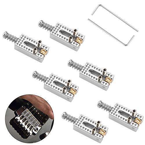 6 Piezas Cuerdas Puente de Guitarra Bajo, Puente de Guitarra Eléctrica Guitar Bridge String Saddles para Guitarras Eléctricas y Bajos Eléctricos, con 2 Piezas Llaves