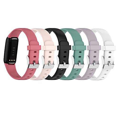 (6 unidades) de correas Chofit compatibles con correa Fitbit Luxe de repuesto clásica, correa deportiva de silicona suave, pulsera colorida para el monitor de actividad de lujo (pequeño, 6 A)