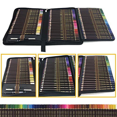 72 Lapices de Colores Profesionales,lapiz para colorear de Dibujo y Bosquejo Material de dibujo Set,Incluye Caja de Cremallera Portátil,Mejores Lápices de colores Conjunto Ideal para Adultos y Niños