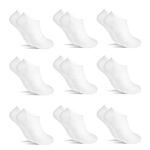 9 Pares Calcetines cortos Mujer hombre - calcetines tobillero unisex - calcetines hombre - calcetines mujer (40-46, Blanco invisible)