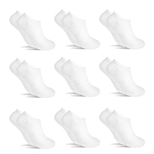 9 Pares Calcetines cortos Mujer hombre - calcetines tobillero unisex - calcetines hombre - calcetines mujer (40-46, Blanco invisible)