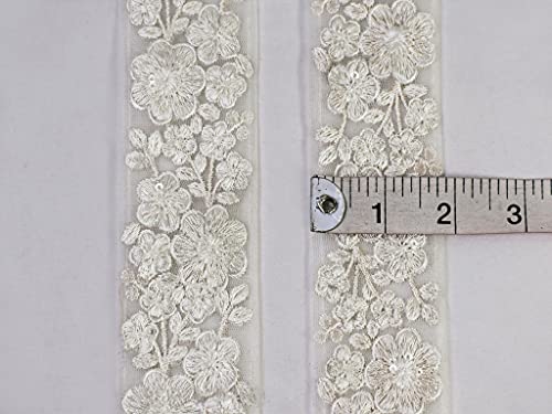 9 yardas al por mayor decorativo blanco bordado tela Trim indio Sari frontera ropa de boda Dupatta accesorios cinta vestidos de costura cinta cojines adornos bordado vestidos de encaje