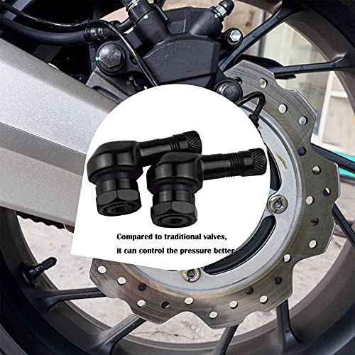 90 Grados de Aire Válvula de Neumático Neumática Extensión válvula Adaptador de Vástago de Válvula de Aluminio Valvula Acodada Moto para Neumáticos de Motocicleta del Coche vehículos Negro 2 piezas