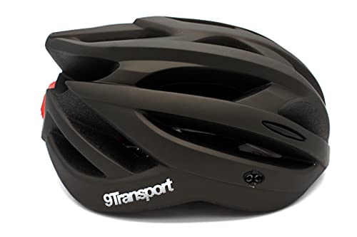 9Transport Casco Ciclismo para Adulto, Talla Única Ajustable, con Visera, Colores: Negro-Gris, Azul, Blanco y Verde-Lima. (Negro-Gris)