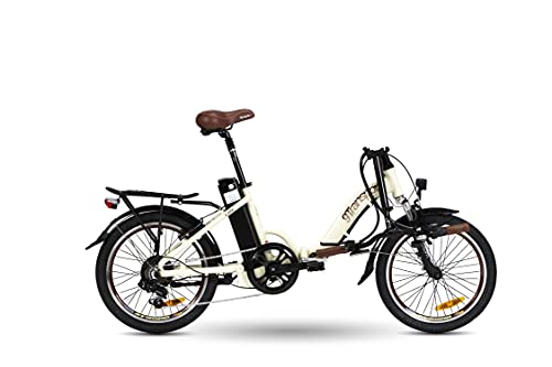 9TRANSPORT E-Bike, Bicicleta Eléctrica Lola Plegable, 250W Motor, 25 km/h Batería 36V 10Ah, Color Crema