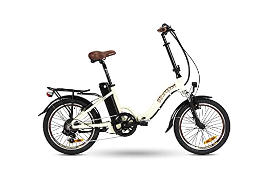 9TRANSPORT E-Bike, Bicicleta Eléctrica Lola Plegable, 250W Motor, 25 km/h Batería 36V 10Ah, Color Crema