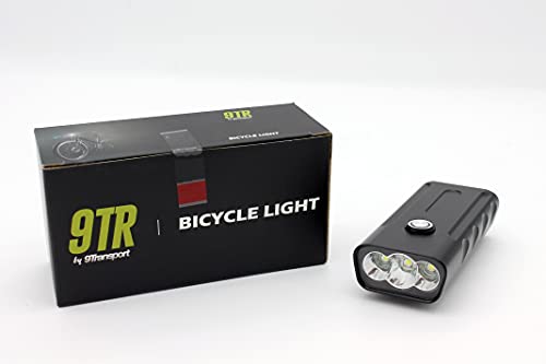 9Transport Luz Delantera de 3 Focos USB-B013 para Bicicleta, 800 lúmenes, batería 2400 mAh, Recargable con USB