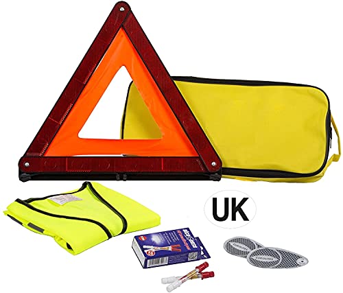 AA AA5465 - Kit de Viaje para Conducir por Francia, con Alcoholímetros, Triángulo de Emergencia, Insignia de GB, Conversores para Faros de Coche y Chaleco Reflectante, Cumple con las Normativas