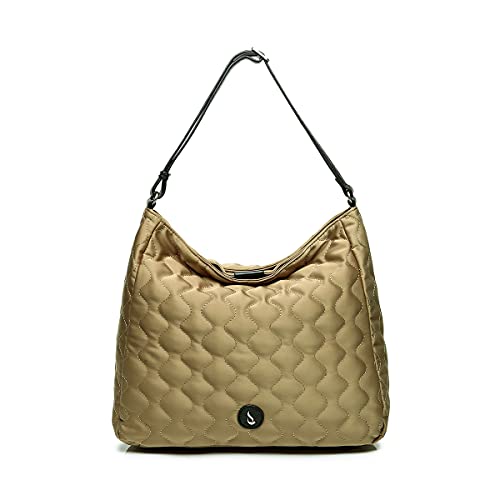 Abbacino bolso hobo de mujer de nylon y piel en oro