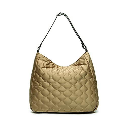 Abbacino bolso hobo de mujer de nylon y piel en oro