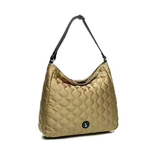 Abbacino bolso hobo de mujer de nylon y piel en oro