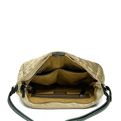 Abbacino bolso hobo de mujer de nylon y piel en oro