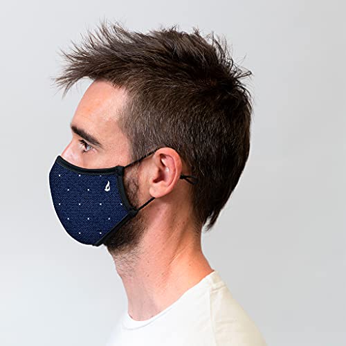 Abbacino mascarilla homologada y lavable para adulto con ajuste nasal efecto denim y estampado cruces azul marino