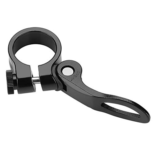 Abrazadera de tija de sillín de bicicleta, abrazadera de poste de asiento de bicicleta de aleación rápida de aluminio para poste de asiento de 25.4 mm(Negro)