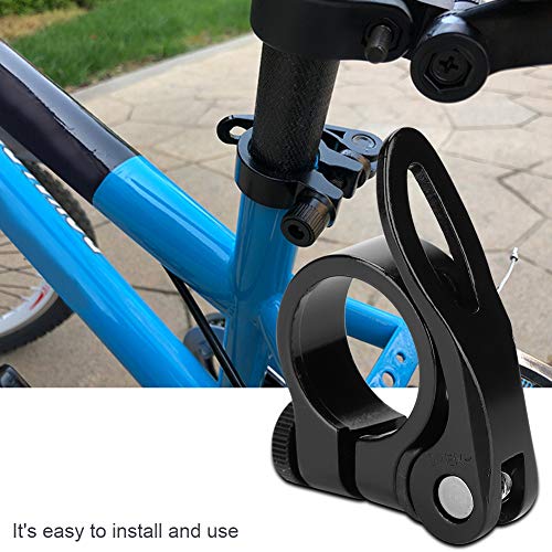 Abrazadera de tija de sillín de bicicleta, abrazadera de poste de asiento de bicicleta de aleación rápida de aluminio para poste de asiento de 25.4 mm(Negro)