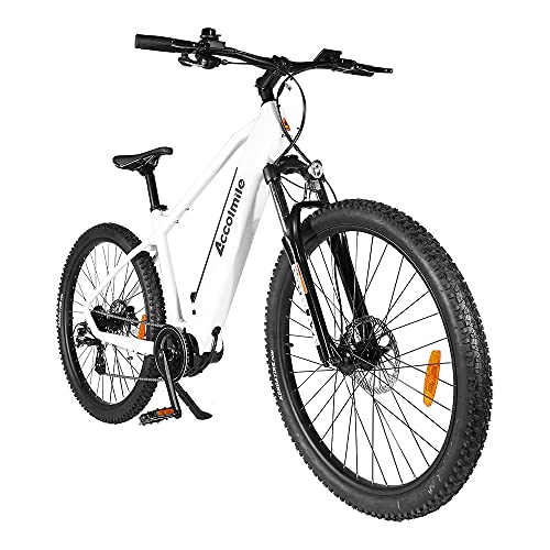 Accolmile Bicicleta Eléctrica de Montaña de 27,5 Pulgadas, M200 Torque Mid Motor 36V 250W, Batería de Litio de 15 Ah, Horquilla Delantera con Suspensión y Shimano de 8 Velocidades