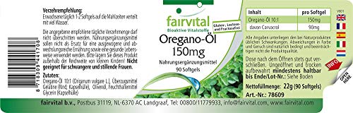 Aceite de Orégano 150mg - Origanum vulgare - Potente Extracto 10:1-90 Cápsulas blandas - Calidad Alemana