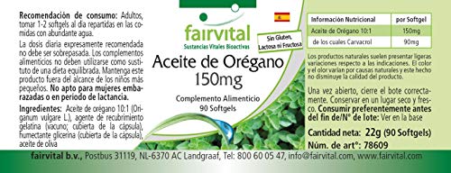 Aceite de Orégano 150mg - Origanum vulgare - Potente Extracto 10:1-90 Cápsulas blandas - Calidad Alemana