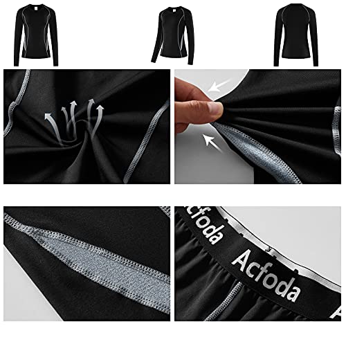 Acfoda Esquí Ropa Interior Térmicos Mujer Conjuntos Térmica Cómodo Camiseta Térmico Pantalon Respirable Invierno Funcional Ropa Interior Termicas Conjunto Negro 38