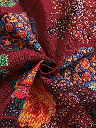 ACHIOOWA Mono para Mujer Peto de Pantalones Flor Impresa Casual Ajustable Correa Rompers Largo Sin Mangas Monos de harén Mono de Pierna Ancha Overalls con Bolsillo F-Rojo M