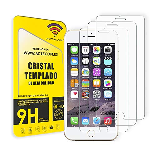 ACTECOM Pack de 3 Protector de Pantalla Compatible con iPhone 6 Plus / 7 Plus / 8 Plus de 5,5" Cristal Templado CASE FRIENDLY 9H 2.5D (3 uds.)