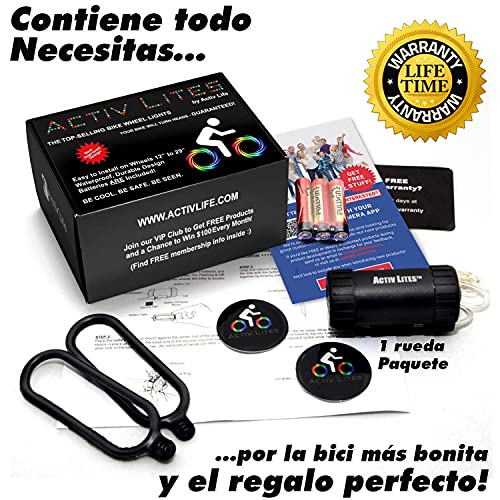 Activ Life Luces para Llantas de Bicicleta (1 Rueda, Rojas) Hot LED Bday Gift Ideas y Regalos para Navidad Diversión para Hombres, Mujeres, niños y Adolescentes