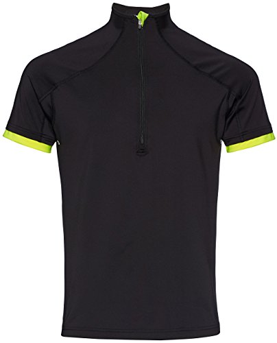 Activewear Camiseta Ciclismo de Manga Corta Hombre, Negro (Black/lime), Small