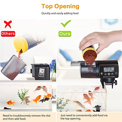 Acuario Alimentador Comedero Automatico Peces - 200ml Dispensador De Comida para Peces Programable para Acuario Alimentos para Peces con Pantalla LCD y el Tiempo de Alimentación Configuración (A)