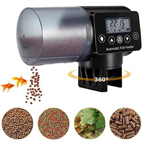 Acuario Alimentador Comedero Automatico Peces - 200ml Dispensador De Comida para Peces Programable para Acuario Alimentos para Peces con Pantalla LCD y el Tiempo de Alimentación Configuración (A)