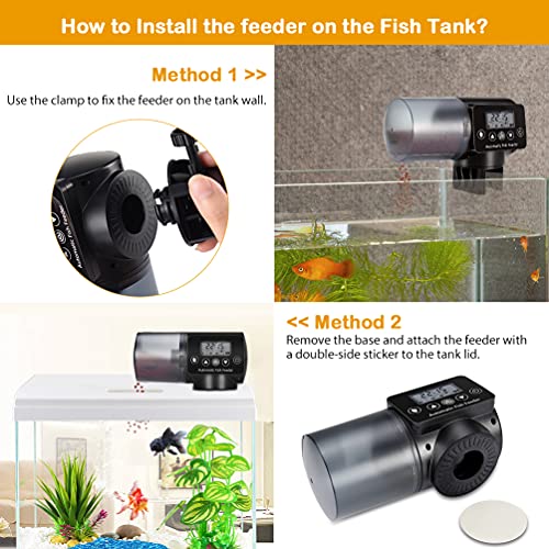 Acuario Alimentador Comedero Automatico Peces - 200ml Dispensador De Comida para Peces Programable para Acuario Alimentos para Peces con Pantalla LCD y el Tiempo de Alimentación Configuración (A)