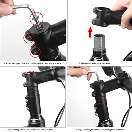 Adaptador de Extensor de Manillar Elevador de Vástago de Bicicleta Elevador Manillar Bicicleta Aleación de Aluminio Adaptador de Manillar MTB Potencia Manillar para Ciclismo de Montaña Carretera Bici