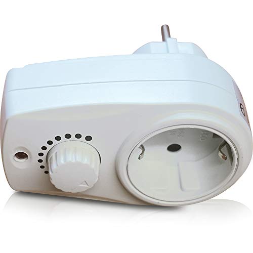 Adaptador Schuko de 1 enchufe con regulador de intensidad de 40 – 280 W y protección infantil.