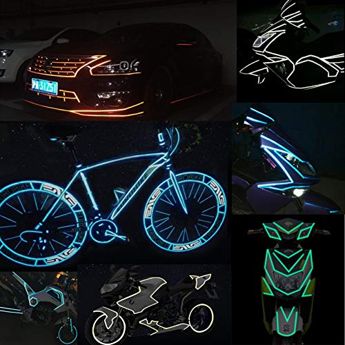 Adhesivos Reflectantes Bicicleta Seguridad Coche Pegatinas Reflectantes Pegatinas Bicicletas De MontañA Coche Camiones Motos Adhesivos Reflectantes Bicicleta MontañA Adhesivos Casco (Naranja y Azul)
