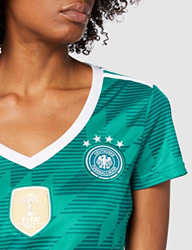 adidas DFB Away Jersey 2018 - Camiseta para Mujer, Todo el año, Camiseta de la selección Alemana de fútbol 2018, Mujer, Color EQT Green S16/White/Real Teal S10, tamaño XX-Small