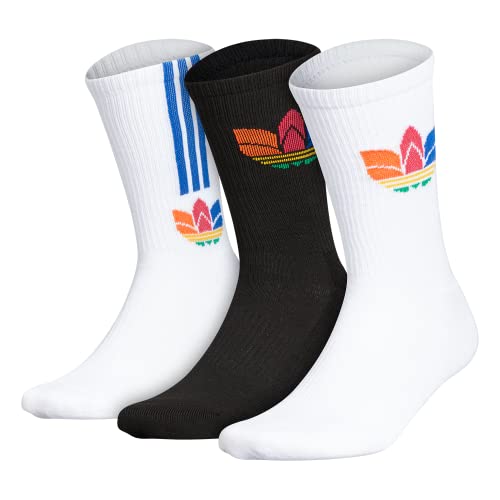 adidas Originals Calcetines para hombre mixtos con acolchado (3 pares, 3 unidades), Hombre, Calcetines de cuello redondo, 977922, Blanco/Negro/Naranja Energía, Large