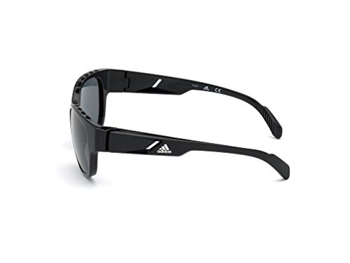 adidas SP0009 Gafas, Shiny Black/Smoke Polarized, 55 Unisex Adulto