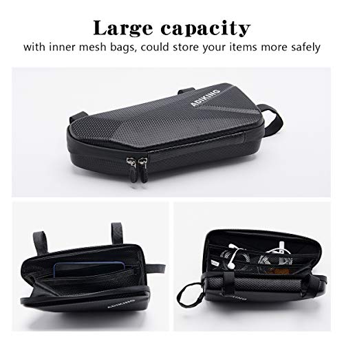 ADIKING Bolsa Bicicleta Impermeable Bolsa Cuadro Bicicleta Triangular Carcasa Dura Bolsa Bici Adecuado para Bicicleta de Montaña MTB Ciclismo (Negro)