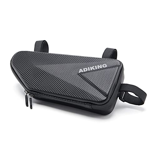 ADIKING Bolsa Bicicleta Impermeable Bolsa Cuadro Bicicleta Triangular Carcasa Dura Bolsa Bici Adecuado para Bicicleta de Montaña MTB Ciclismo (Negro)