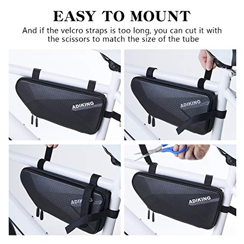 ADIKING Bolsa Bicicleta Impermeable Bolsa Cuadro Bicicleta Triangular Carcasa Dura Bolsa Bici Adecuado para Bicicleta de Montaña MTB Ciclismo (Negro)