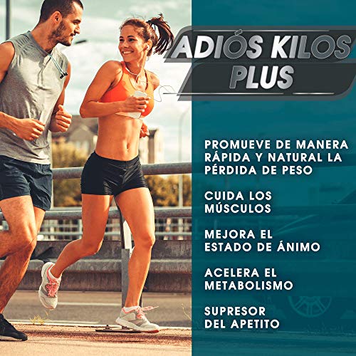 Adiós Kilos | Adelgazante, Quemagrasas, Reductor del Apetito y Estimulante del Metabolismo | La revolución en pérdida de peso | Garcinia Cambogia, Glucomanano, CLA | Fórmula sin efectos rebote | 100U.