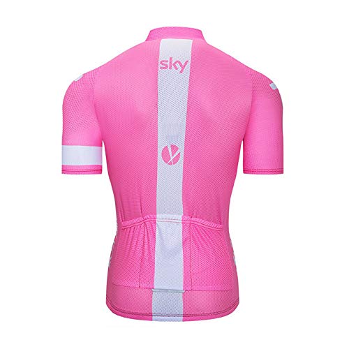 ADKE Cycling Manga Corta para Hombre, Ropa de Ciclismo Transpirable y de Secado rápido, Sky-PNK, M