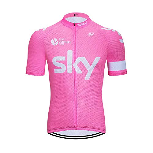 ADKE Cycling Manga Corta para Hombre, Ropa de Ciclismo Transpirable y de Secado rápido, Sky-PNK, M