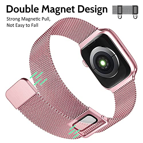 AdMaster Metal Correa Milanesa Compatible con Apple Watch 38mm 40mm 41mm 42mm 44mm 45mm, Loop Pulsera Magnética Ajustable de Acero Inoxidable para Mujeres Hombres para iWatch Series 7 6 5 4 3 2 1 SE