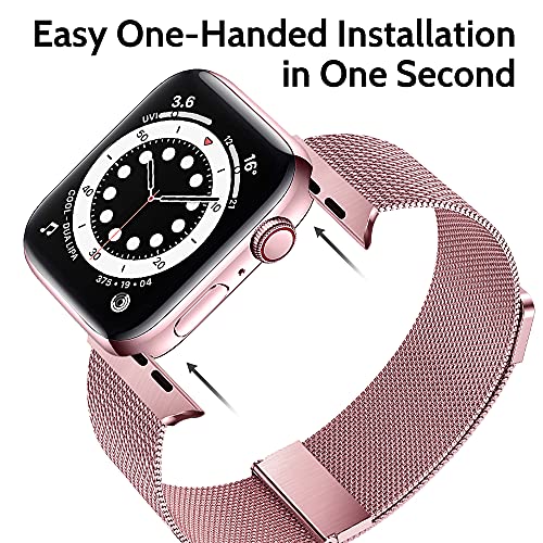 AdMaster Metal Correa Milanesa Compatible con Apple Watch 38mm 40mm 41mm 42mm 44mm 45mm, Loop Pulsera Magnética Ajustable de Acero Inoxidable para Mujeres Hombres para iWatch Series 7 6 5 4 3 2 1 SE