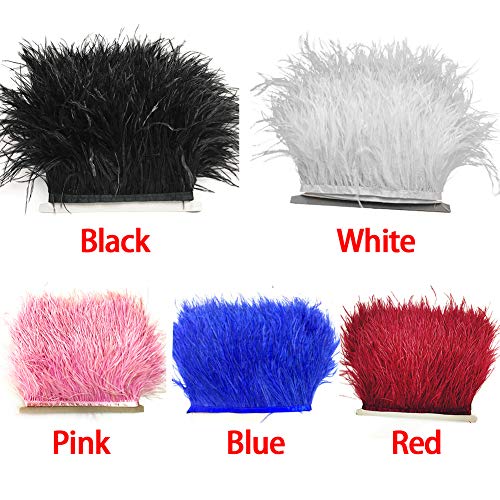 Adornos de plumas de avestruz con cinta de raso cinta de vestir costura artesanías disfraces decoración 1 m (rojo)