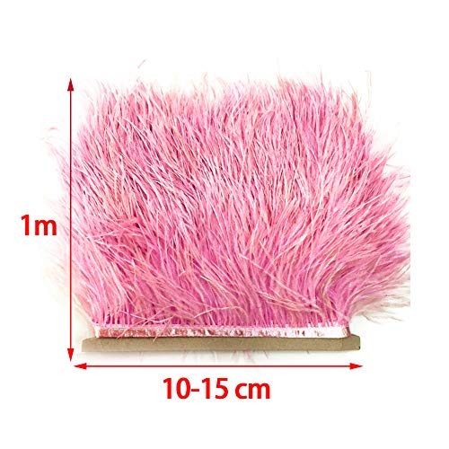 Adornos de plumas de avestruz con cinta de raso cinta de vestir costura artesanías disfraces decoración 1 m (rojo)